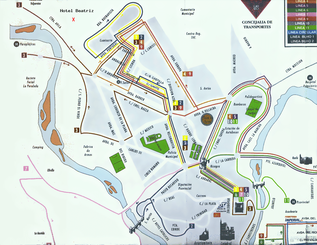 Map of Toledo Buses