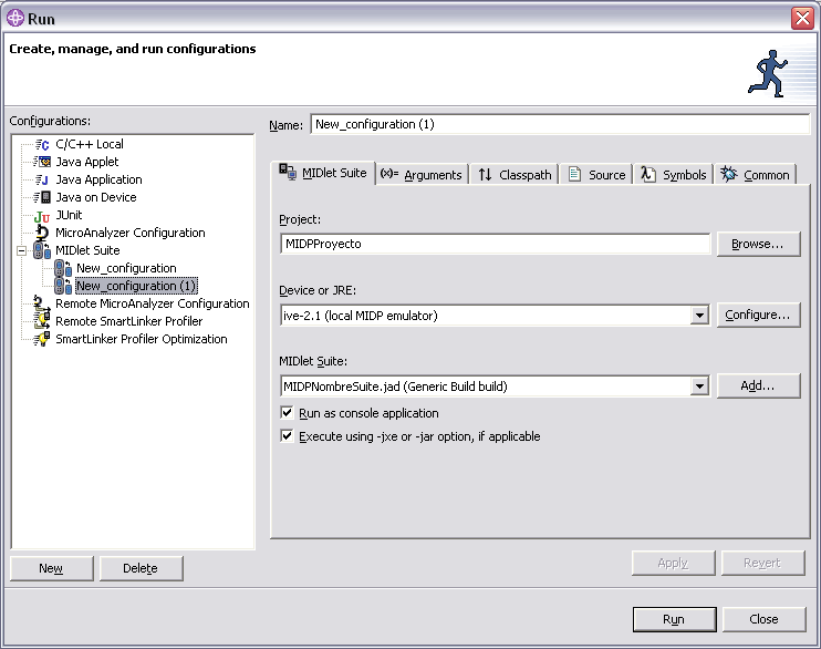 Configuracin para la ejecucin